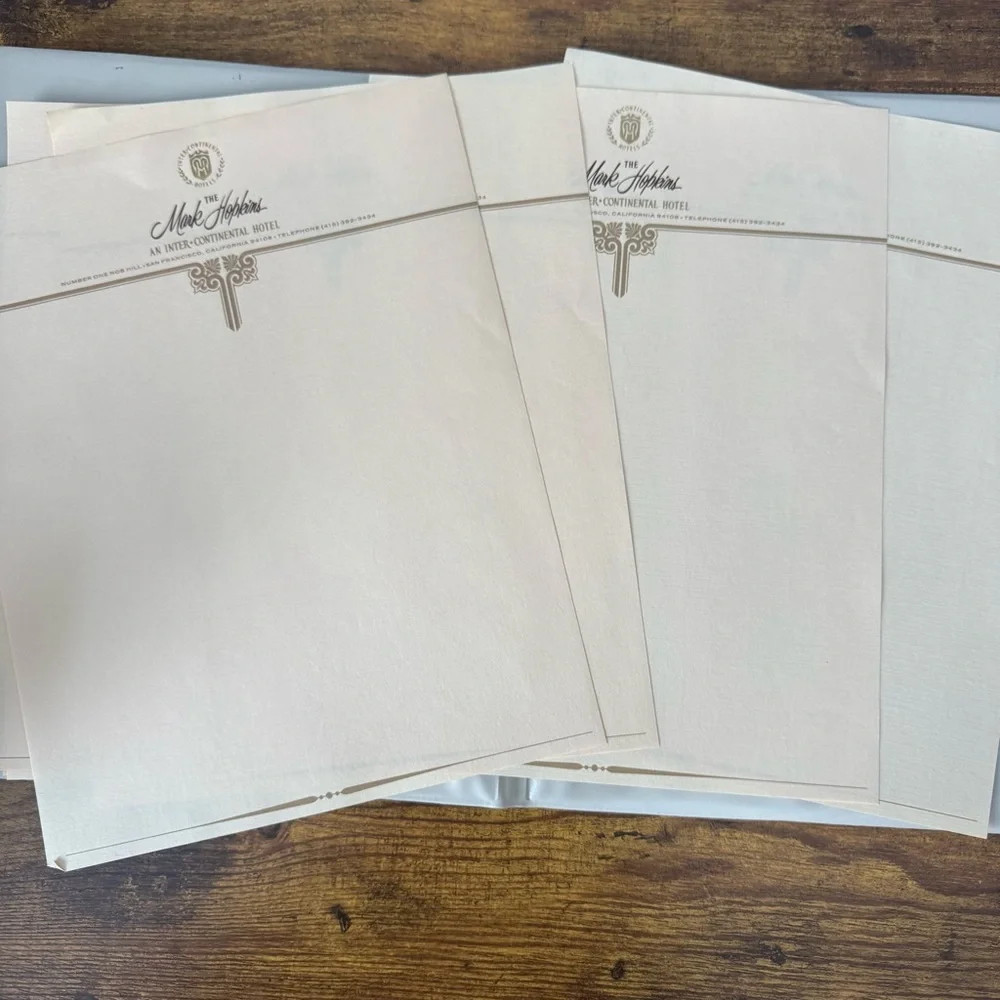 Hotel Mark Hopkins Vintage Stationery Folio‎ With Letterhead And Envelopes